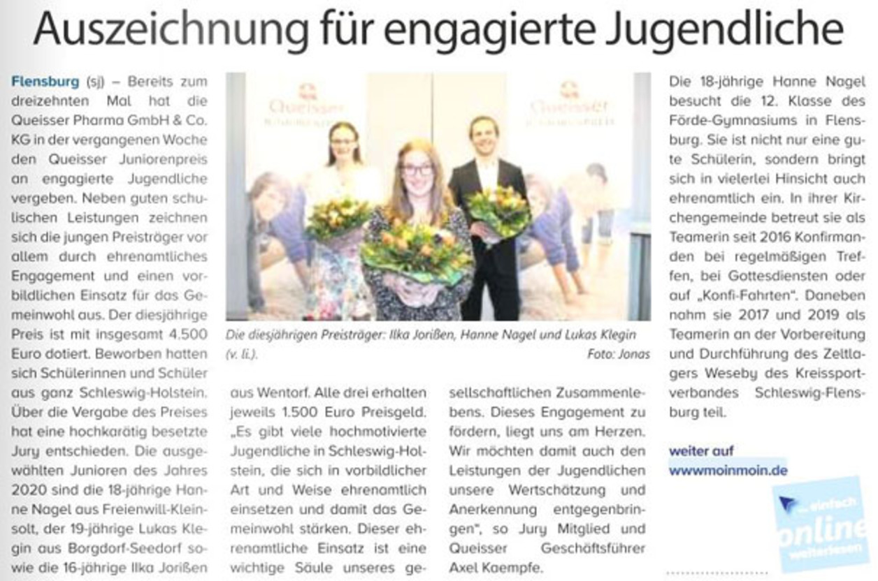 Auszeichnung für engagierte Jugendliche