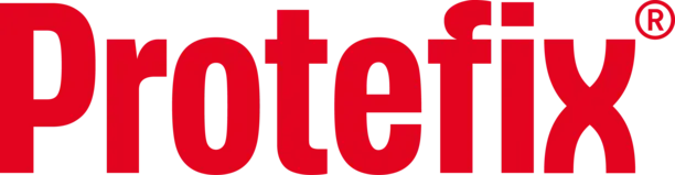 Das Bild zeigt das Logo von Protefix in roter Schrift auf hellem Hintergrund. Es vermittelt ein Gefühl von Vertrautheit und Qualität im Bereich der Zahnprothetik.
